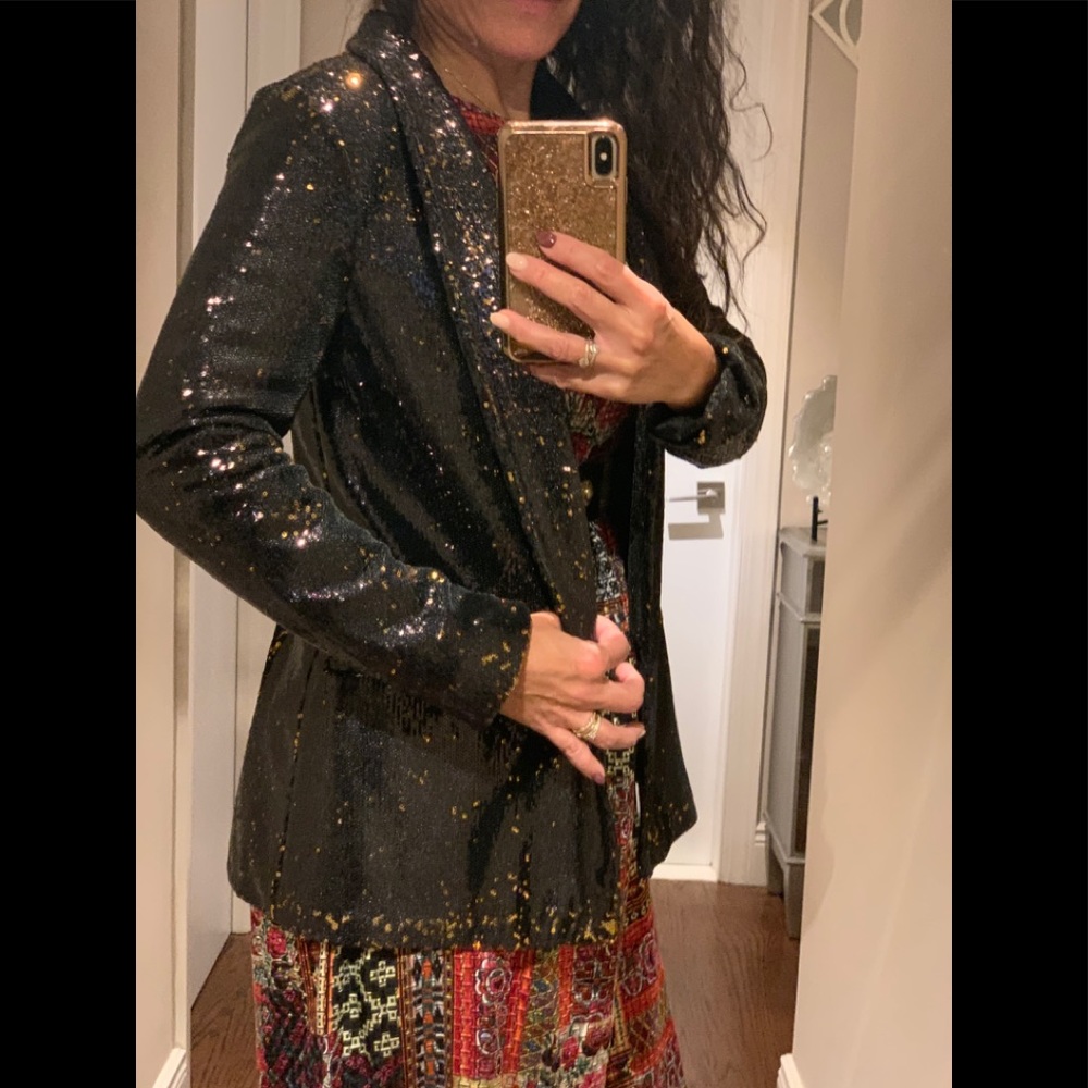 🔥BNWT Zara Sequins Open Front Blazer in a Sz.M😍